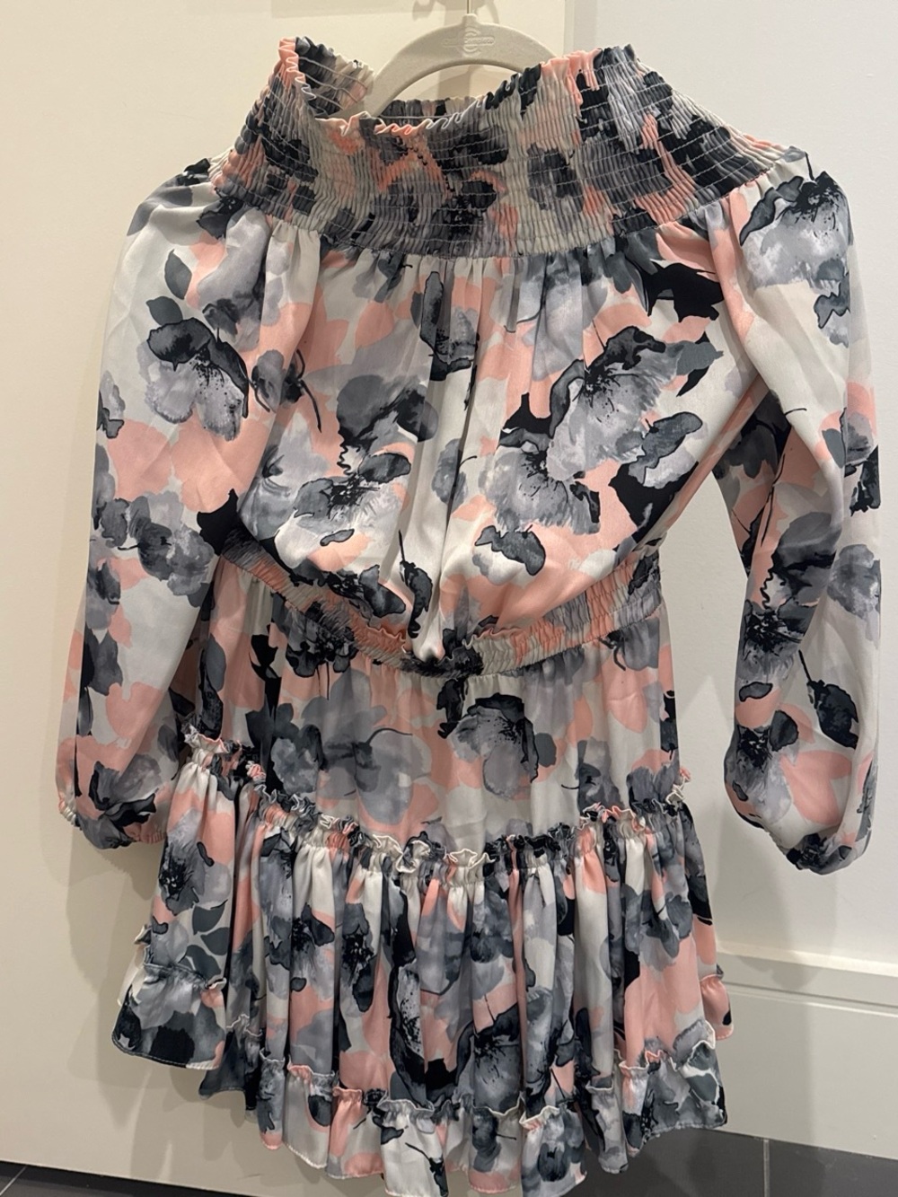Misa Los Angeles Off-Shoulder Floral Mini Dress - Pink & Gray